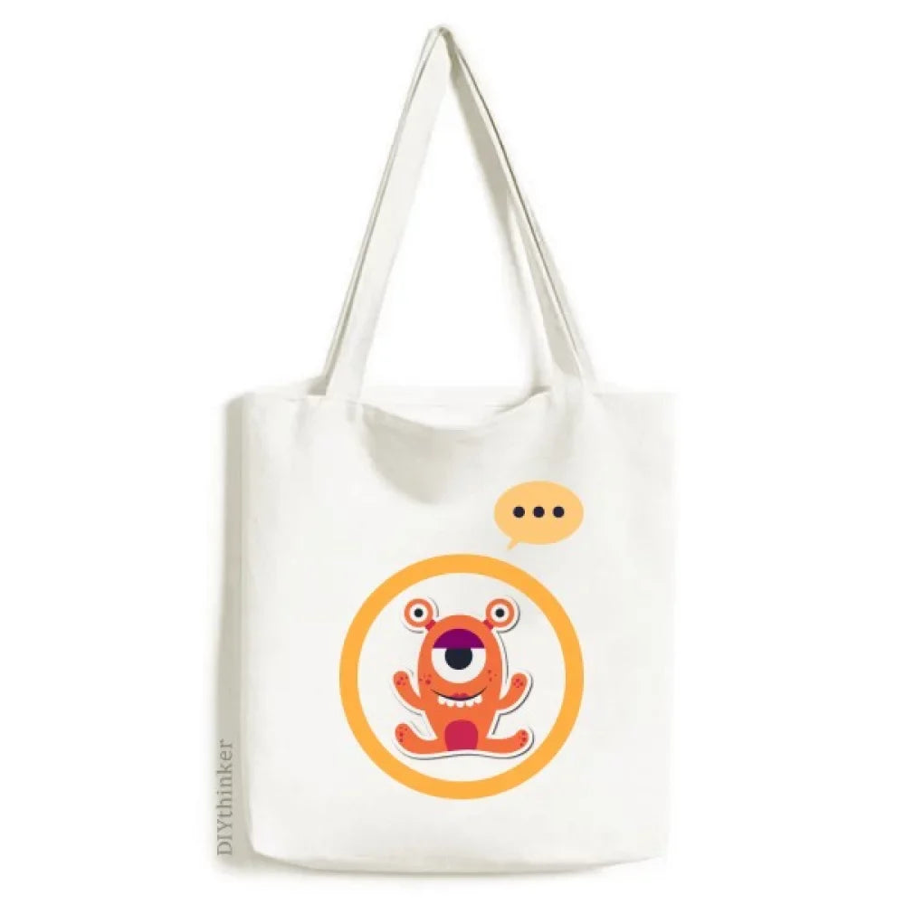 Expression And Canvas Tote Sack Monster Alien Shoulder Orange Bag Universe