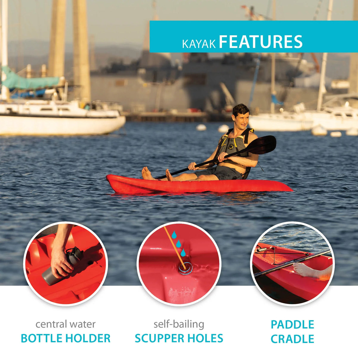 101 Hydros Lifetime Kayak, Red Fire (91234)