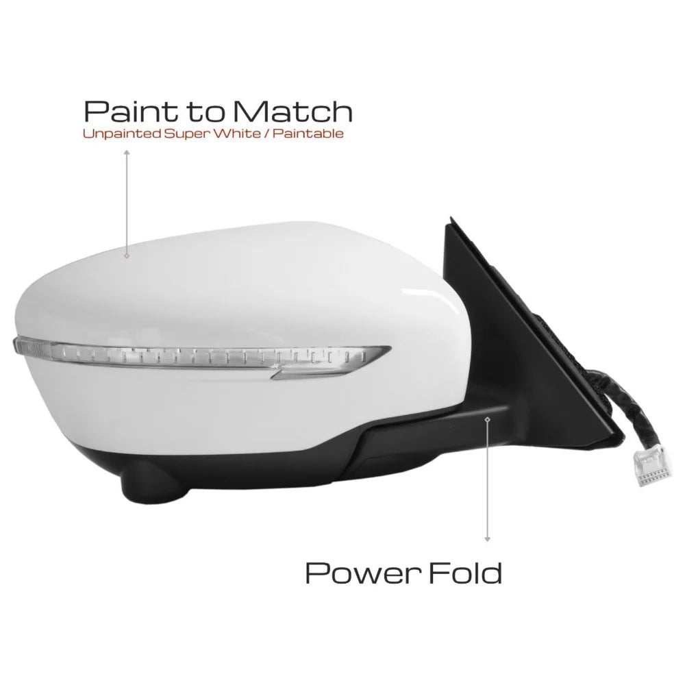 For ROGUE Fold Mirror select: Side S/SL/SV 13Pin NISSAN Blinker Passenger 2014-2018 Nissan W/ Camera 14-19 Power Fits Rogue