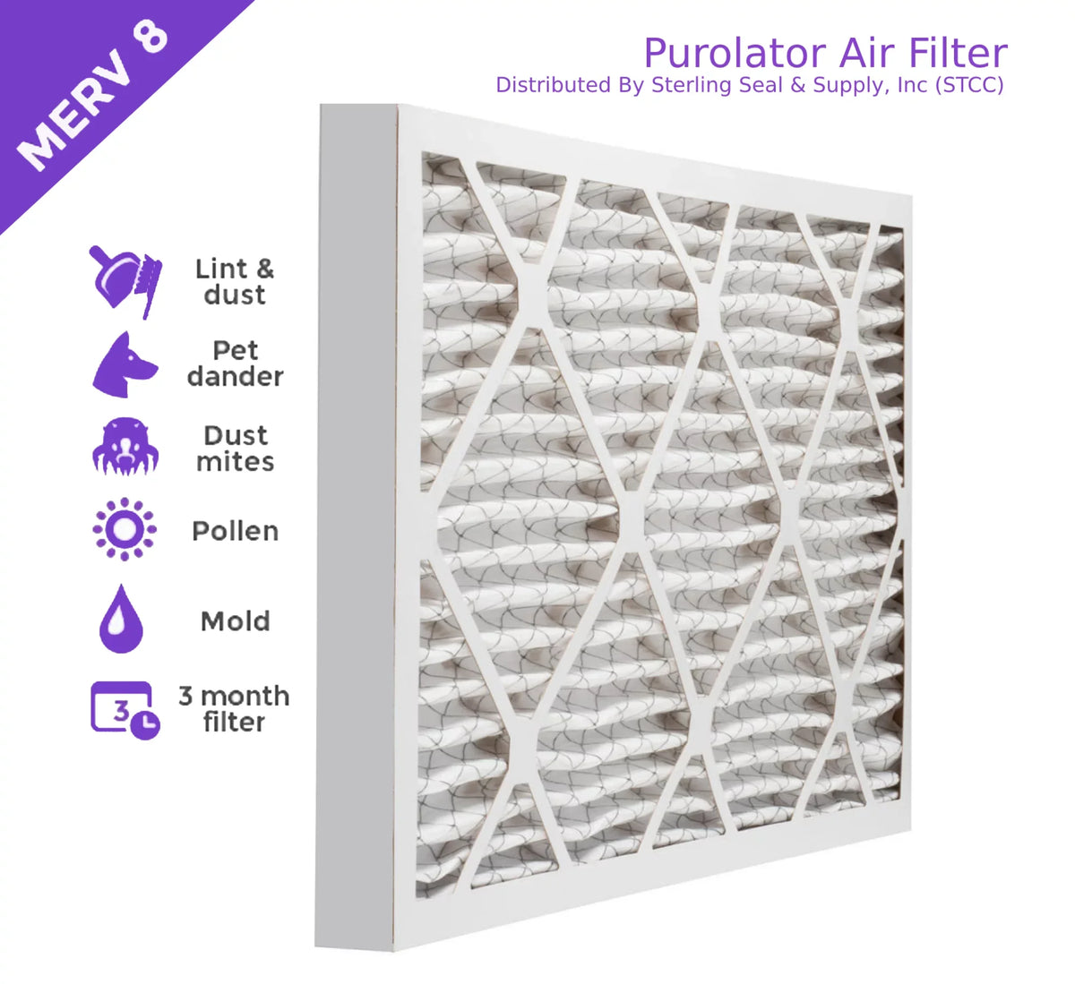 Pack) (6 MERV Surface 8, 18x20x2, Mechanical Purolator Air Extended DMK80 Filter, Pleated