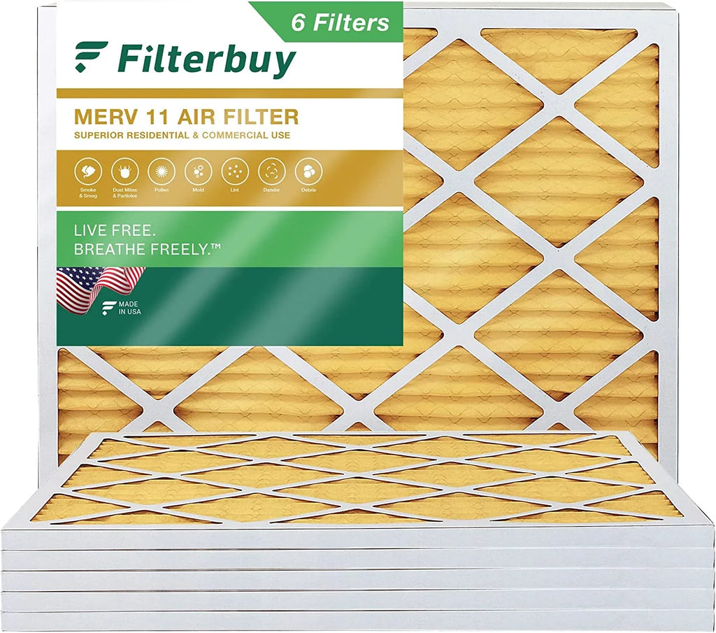 Furnace Pleated (6-Pack) Air HVAC 11 MERV Filters AC Filterbuy 16x20x1