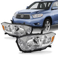 '- Fits Left+Right Pair Headlights 2008 AKKON highlander 2010 [Halogen 2009 Chrome Type] Replacement