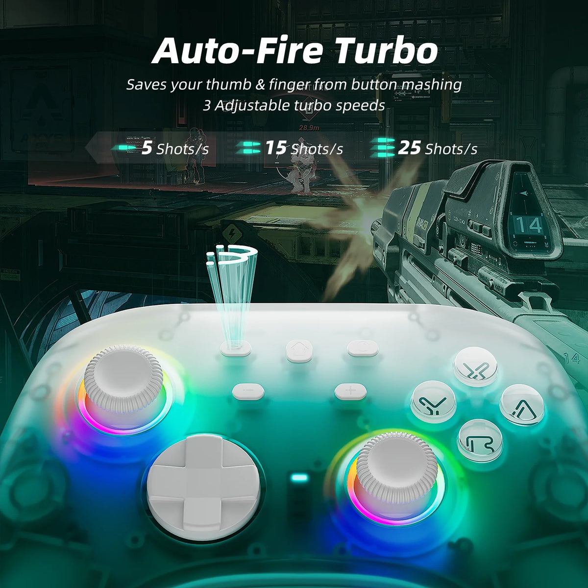 Joysticks Controller & Nintendo Switch and with Super Upgraded Triggers Mario Disc Pro Switch/PC/IOS/Android/Steam Green for Game Hall Odyssey Effect