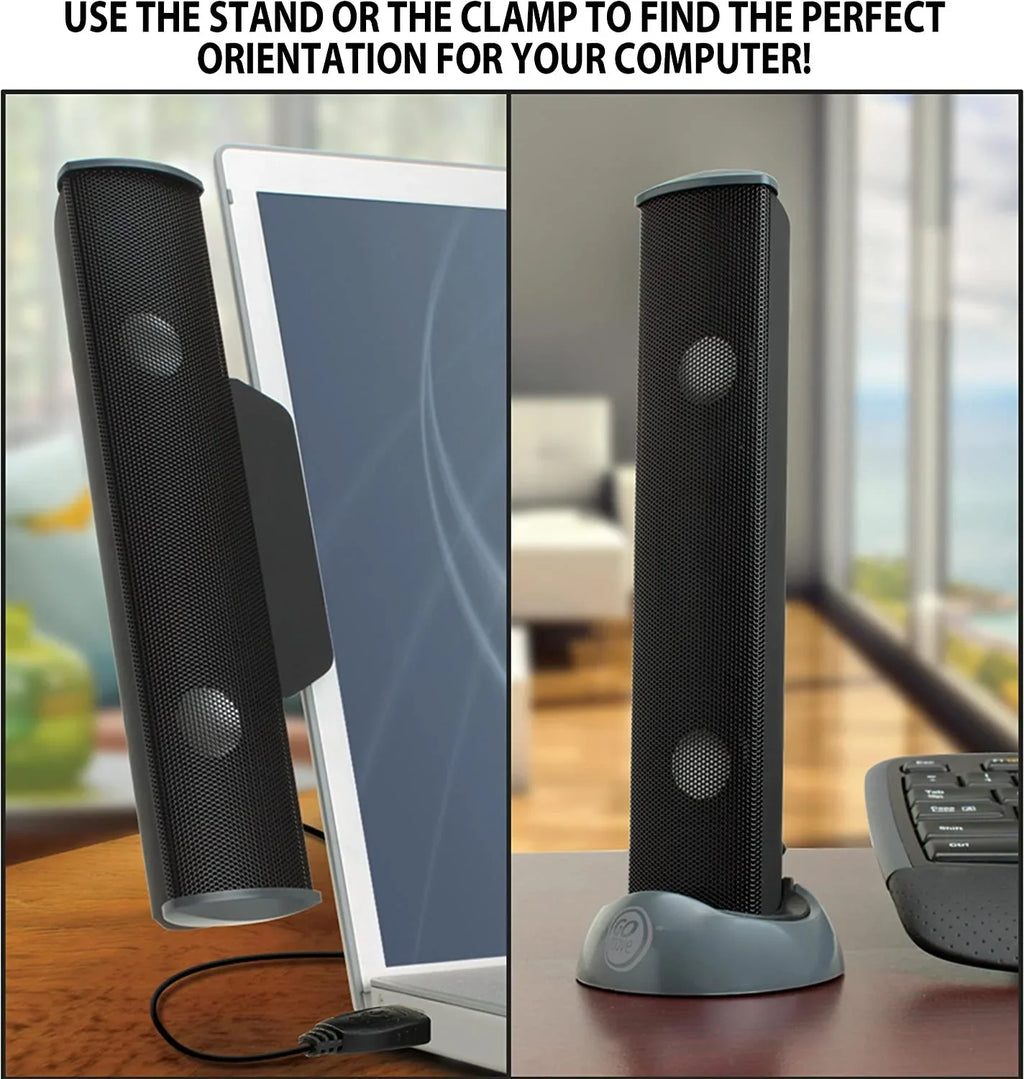 Laptop - USB Speaker with Powered SonaVERSE USB Speakers Mini External -On Bar Computer Sound for Portable