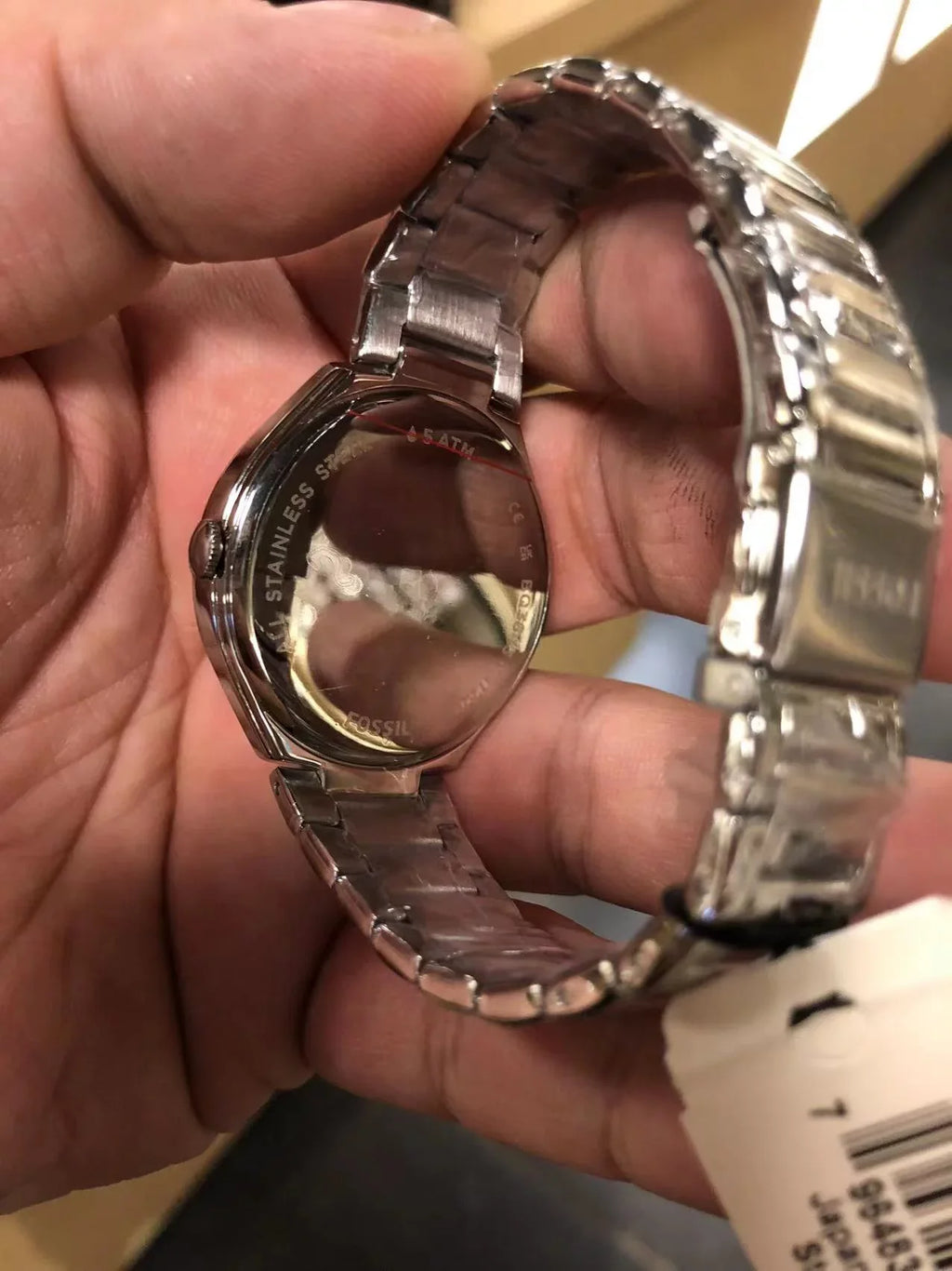 Date BQ3843 Fossil Watch Three-Hand Steel Stainless Ashtyn