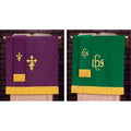 KC135 & Purple with Church Green Christian Brands Pulpit Supply Fringe Scarf