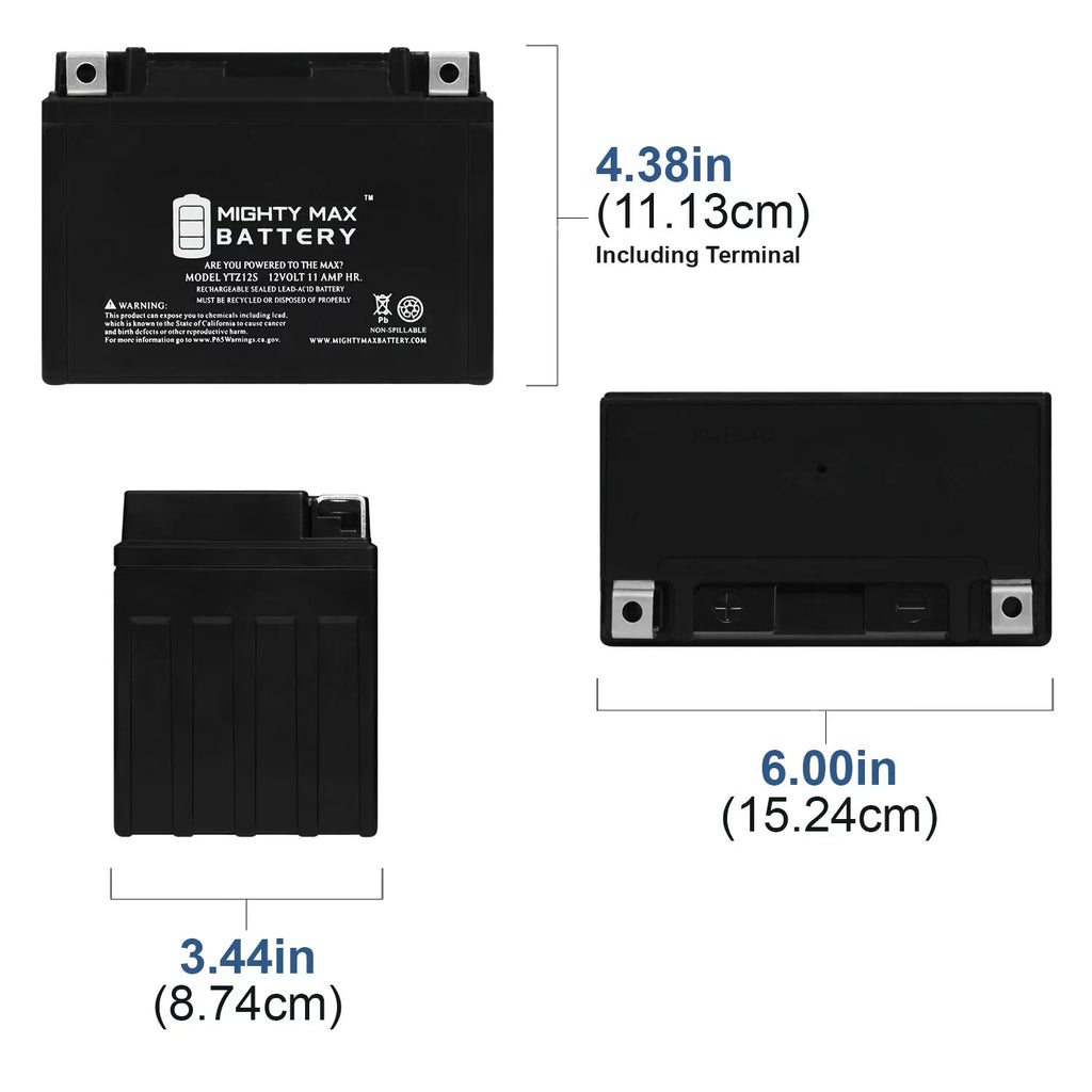 YTZ12S Wing FSC600 2 - Silver Honda with 11Ah 12V Battery Replacement 02-12 Pack compatible