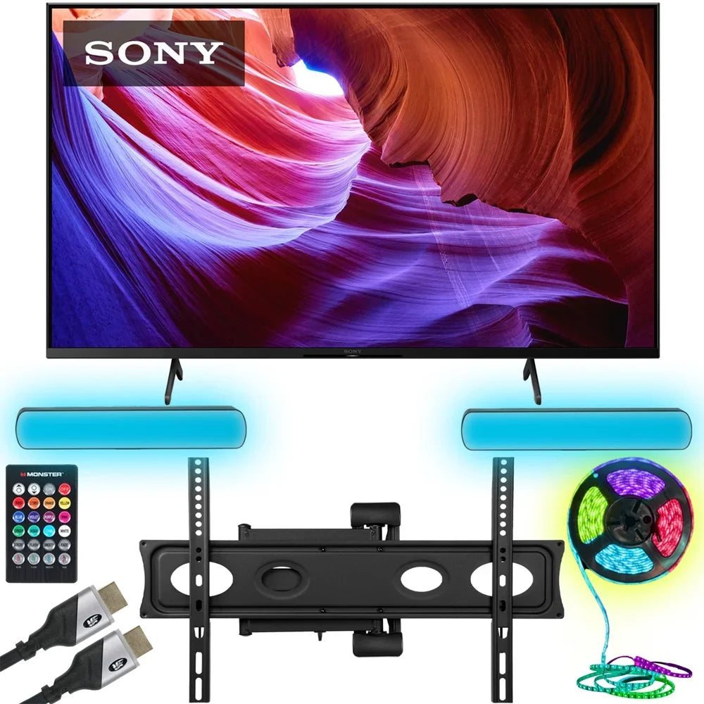 TV Mount, HDR Light - Motion Cables KD50X85K Reactive with Setup Package Sound 4K Full TV & Smart Bundle Strip Home Monster HDMI with Cables, LED RGB Monster Theater 50" X85K