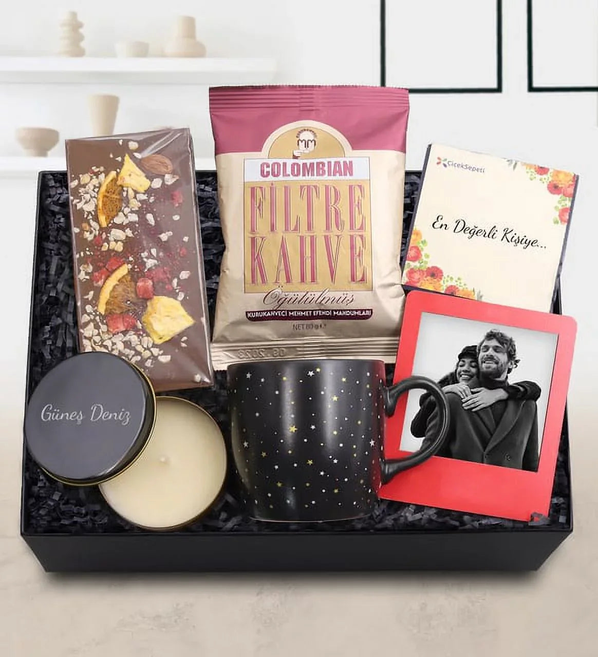 & Black Set & Metal Boxed Gift Candle Dried Star Coffee Frame Colombia Filter Cup Matte Chocolate & Instagram & Red Personalized