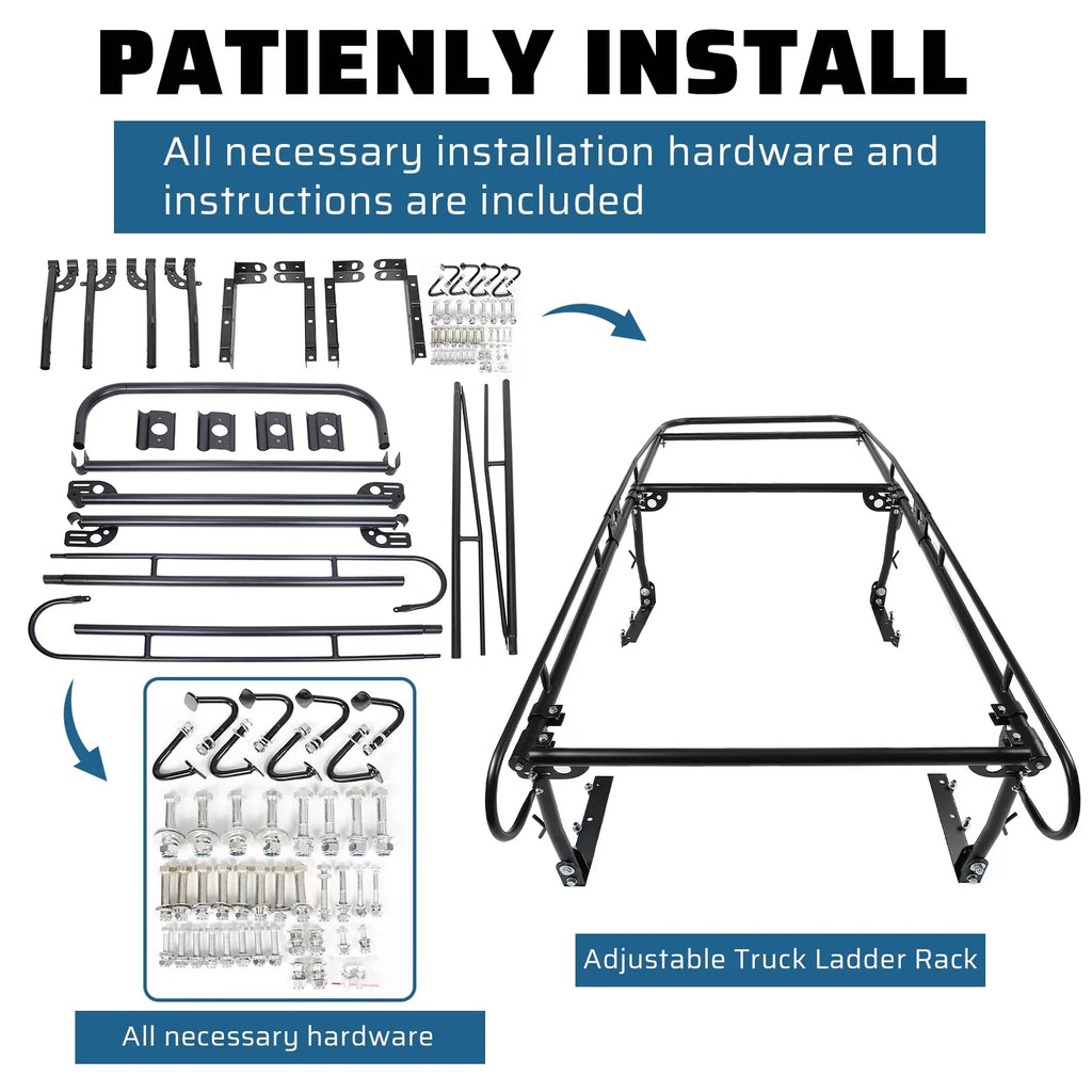 Rack dimension Lbs Truck Over-Cab Rack Utility Lumber Rack Adjustable Pickup Truck Full Ladder 60" Kayak 1000 HECASA