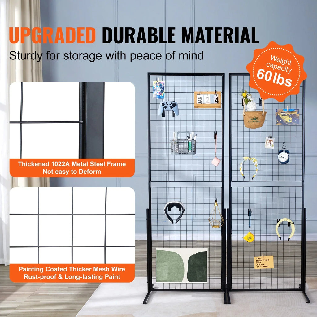 Craft Side Hooks Display 5.6' with BENTISM T-Base Panels Retail Art with for Clips Floorstanding, Shows, Grid Extra Double and Gridwall 2' Wall Panels x Gridwall Tower, Packs Racks 2 Wire Display