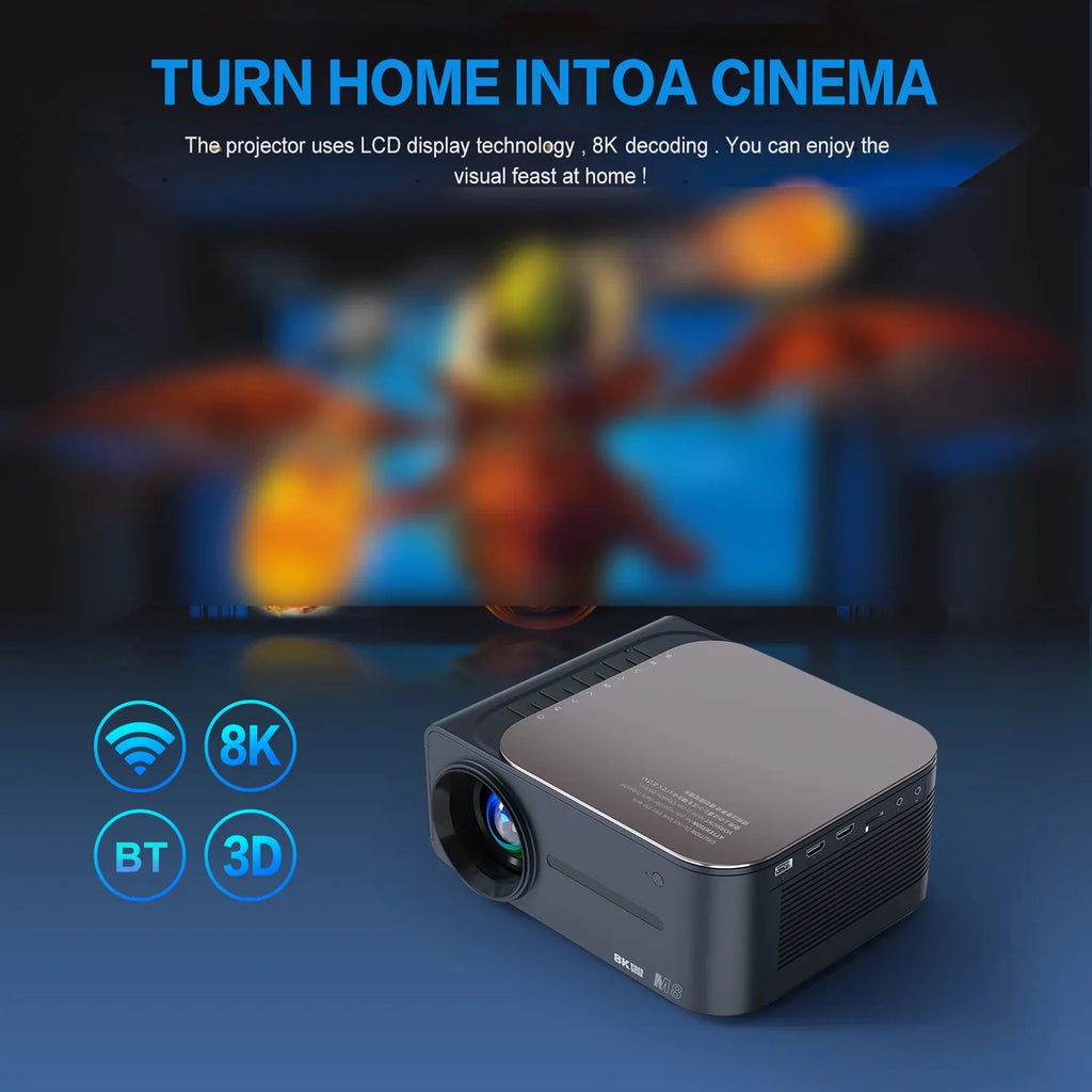 Voice moobody WiFi 80,inch Projector Intelligent HDR Large Control Ultra Keystone Correction BT5.0 8K 9 Android Screen AI 2.4G+5G Clear