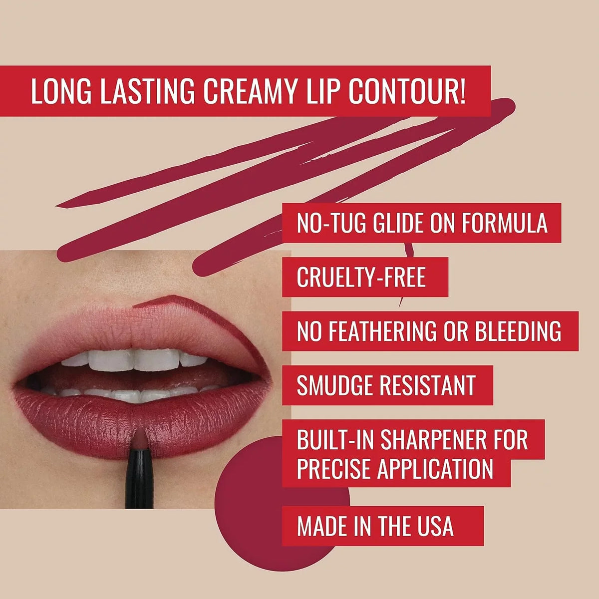 Designer Lip Get Liner Runway Liner Lip Rogue Sharpener, Matte Pencil, and the Garnet-Maroon Look