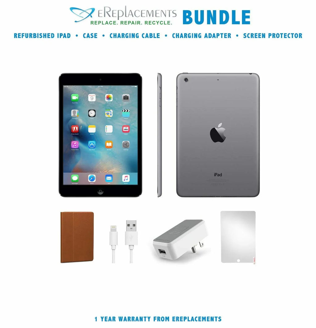 Tempered Restored Mini included Gray, & Case Gen, iPad (Refurbished) Black/Space Protector (1st Screen 16GB, Glass 2012), WiFi,