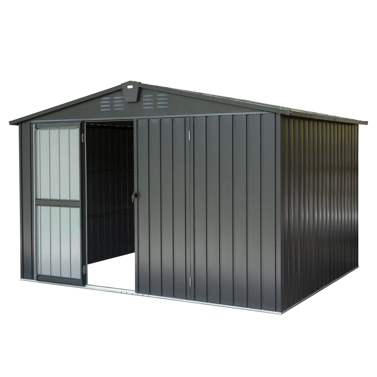 with Black) Garden Lawn Metal Cabinet Storage Trash Can, Tools, 10'X 8', Homiyad Steel Galvanized Door Backyard, Lockable exterior Shed Shed for (10X8ft, for Bike, exterior Storage Patio,