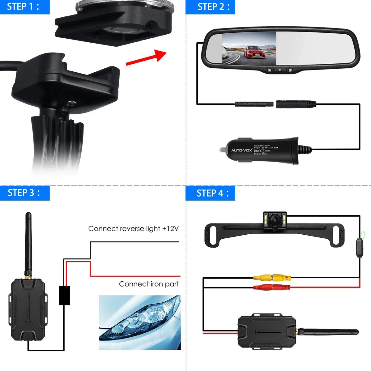Rear Reversing System Vehicles Backup Trucks, Oem View for Super (T1400U) Car Camera Wireless Backup Look Night for Mirror Vision Camera Camera Auto-Vox