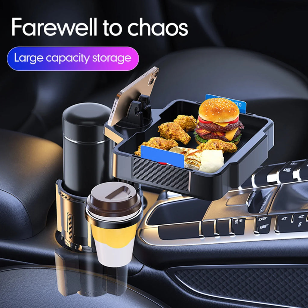 Holder Cup Dual Phone Anself Snack Tray 4IN1 Tray Car Expander with Drink Holder Adjustable
