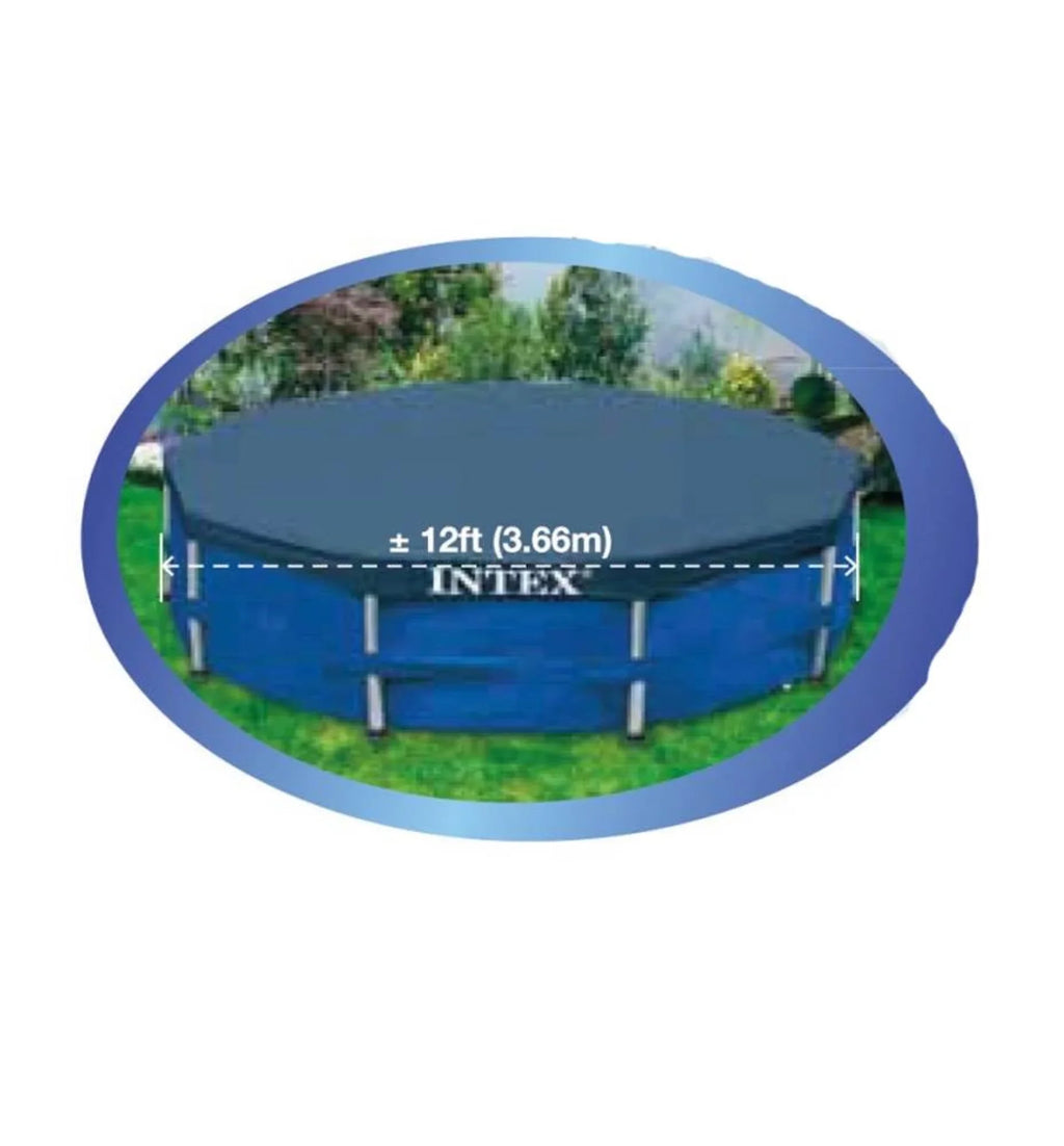 Frame Above Cover, Round Intex Swimming Pool Debris Metal 12-Foot Blue Ground
