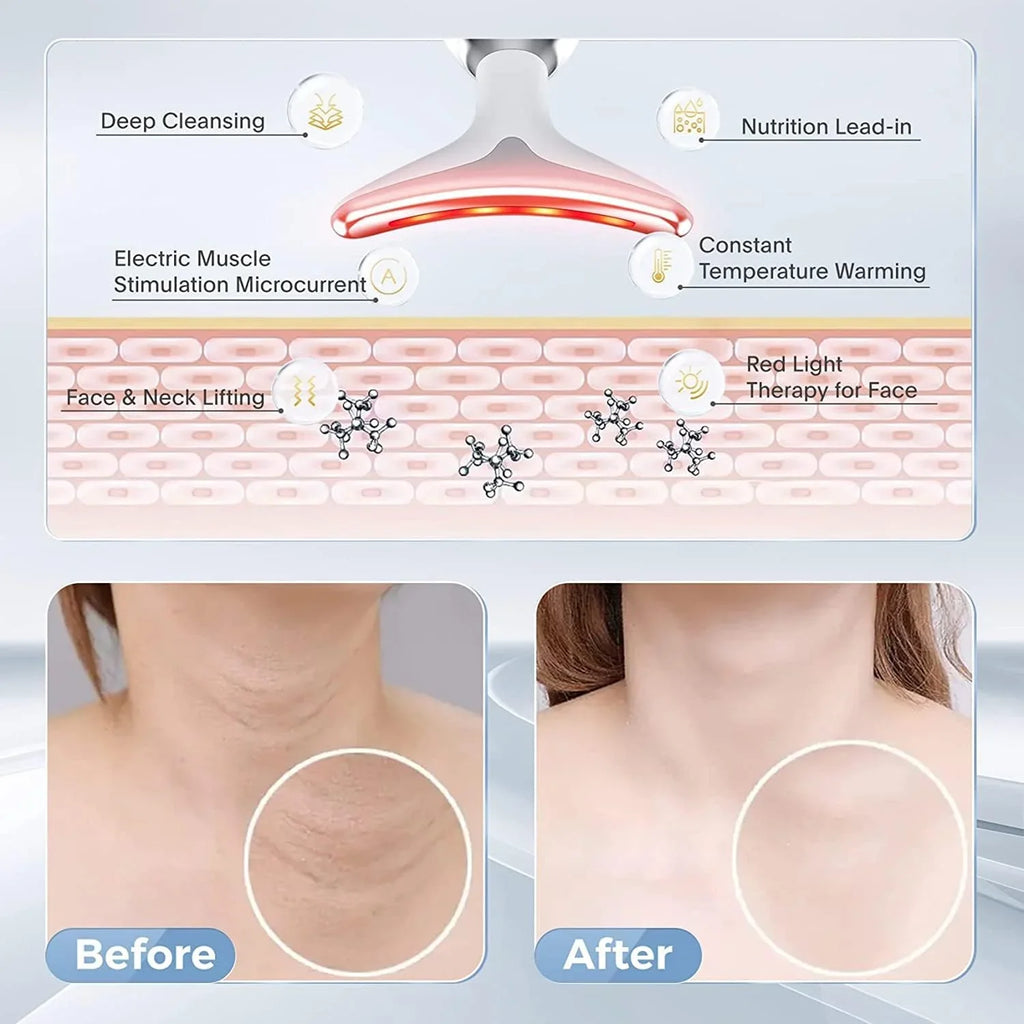 for 7 Face Device, Rejuvenation Neck Color Deplux Red Beauty for Face, Face Glossy Skin & White Device, Therapy Tightening Neck