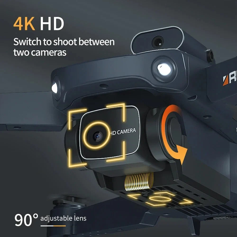 for Quadcopter Obstacle Professional Toys 6CH RC Drone 4K Avoidance Dual Drone Camera Helicopter Battery Foldable RC Boys Kids 3PC