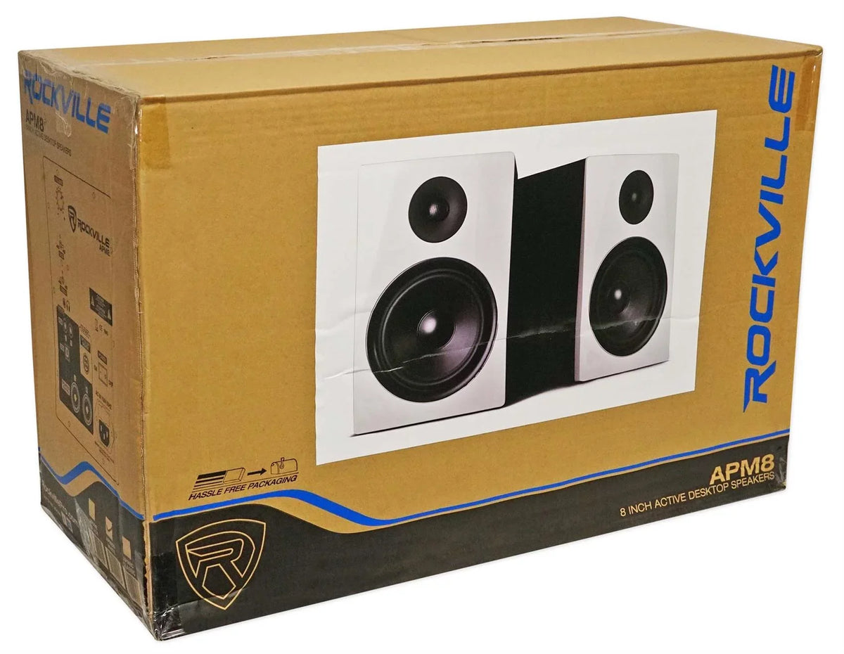 Black 8" APM8W Premium Monitor Rockville Stands USB Speakers+28" Studio (2)