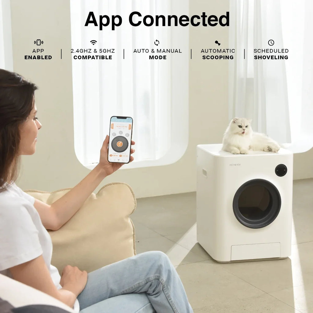 Control, with Purrclean WiFi App Box Self-Cleaning & Automatic 5GHz 2.4GHz Instachew Support Cat Litter