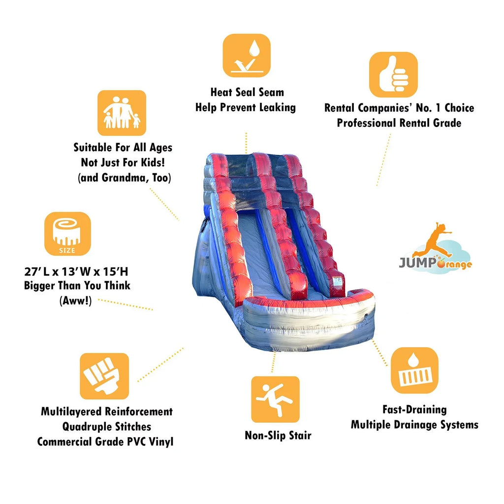 Blower, Pool Kids 28-Foot | x Titanium Inflatable 15-Foot Splash and liquid Long Slide Bag for x Grade Tall Wide Adults Storage | and Stakes | Includes JumpOrange 13-Foot with Commercial