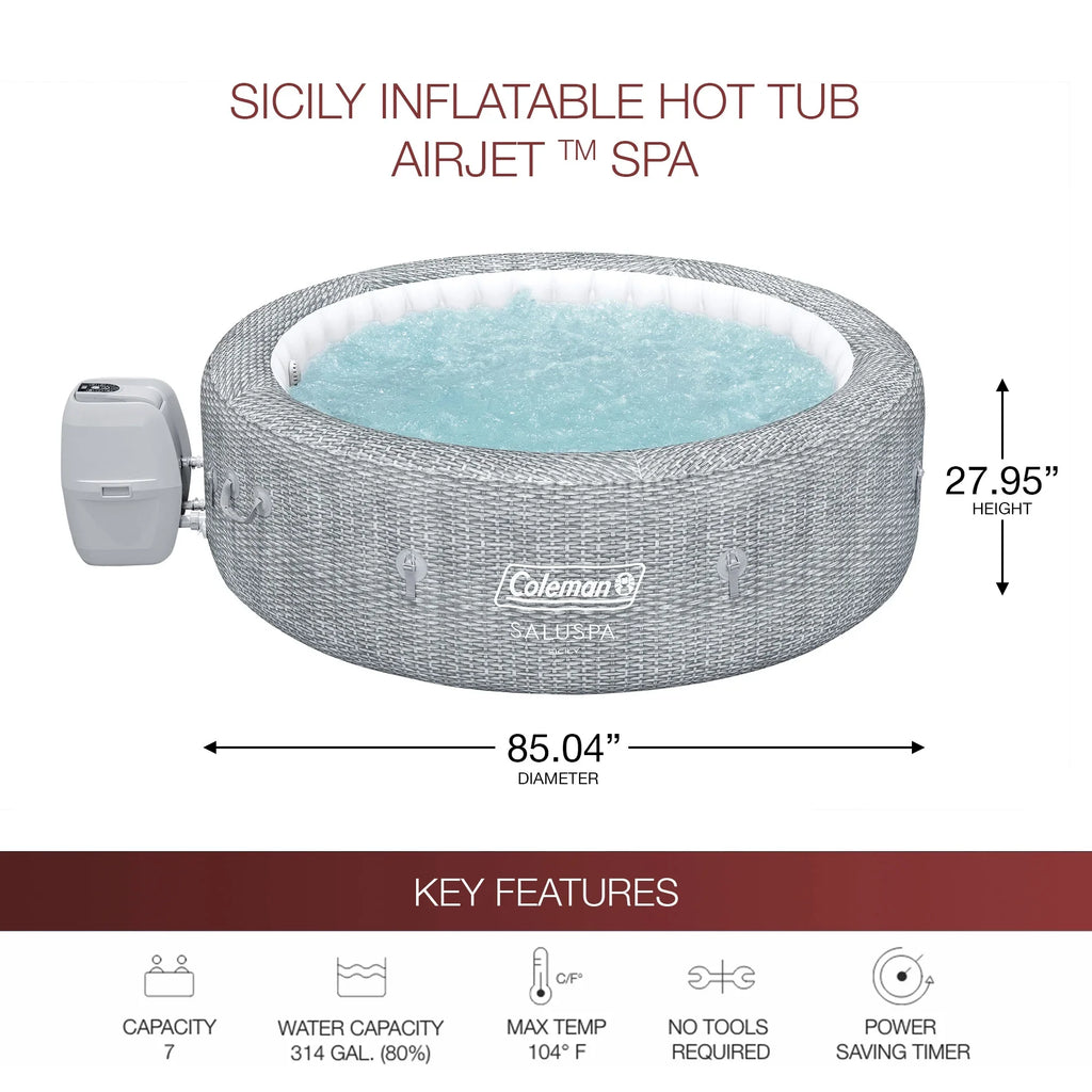 Pool Sicily Seat AirJet Spa w/Set Tub Bestway of & Coleman SaluSpa Hot 4