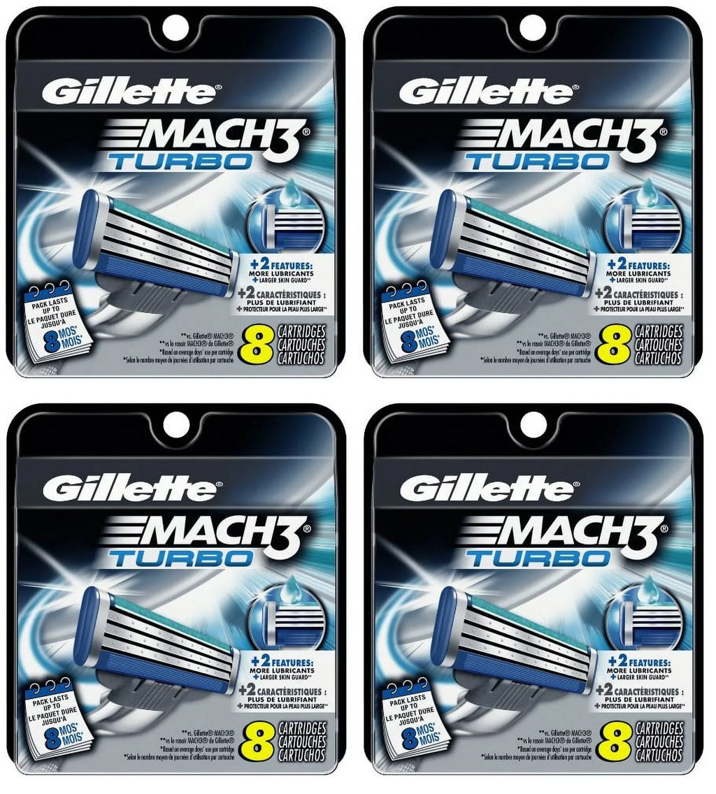 3 Ct 4) of Count Razor Turbo Refill Cartridges, Eyebrow Mach3 (Pack + Gillette Trimmer 8