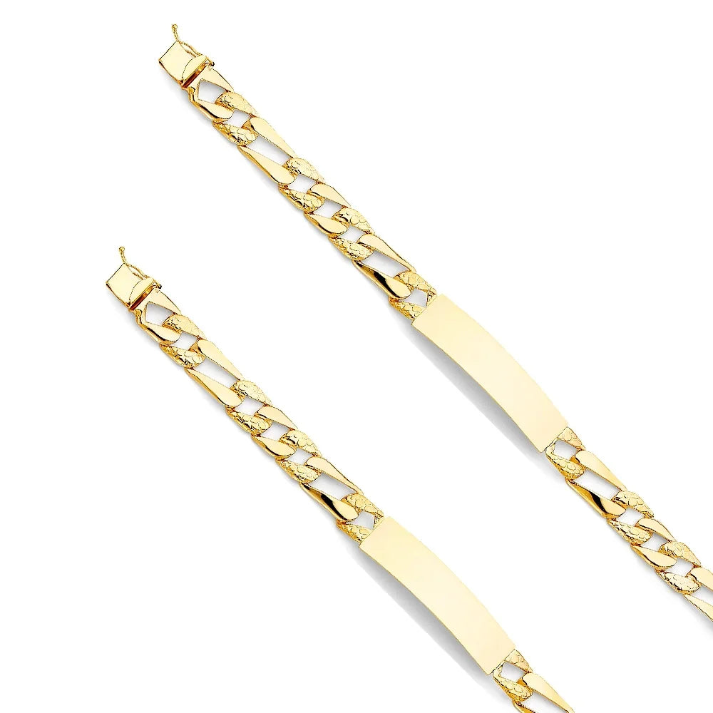 Gold Men’s 8" and Jewelry Women for Gold Yellow 14k for - Gift Nugget | ID Chain Bracelet Bracelets | Figaro Link Weight Elegant 13.6 Men| Stamp 14KY