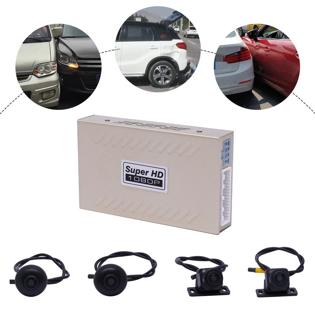Recording System 360° DVR Miumaeov Panoramic 4-camera View Seamless Bird Car Kits 1080P