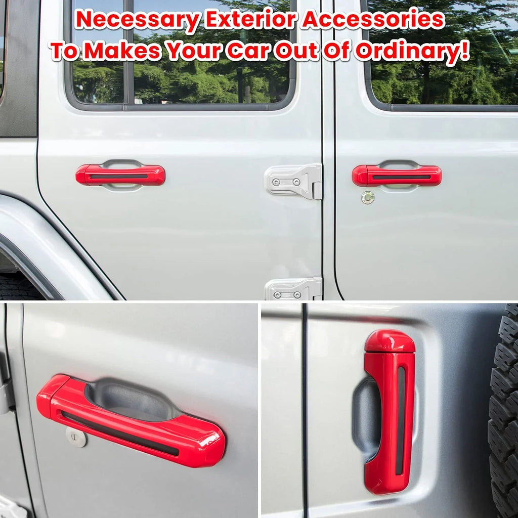 Handle Jeep Cover E-cowlboy Inserts JT & Accessories Gladiator for JLU Door 2-Door Handle 4-Door (Red Freedom Unlimited Sahara JL Trim+Tailgate 5PCS) Sports Exterior Rubicon Wrangler Cover 2018-2022