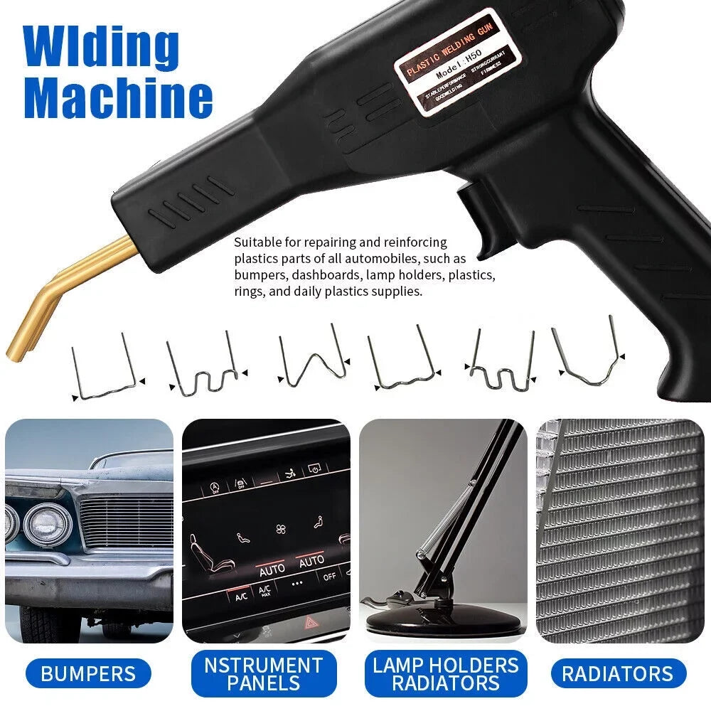Car Welder Stapler Welding Gun Kit 600 Plastic Machine Bumper Repair Staples Hot