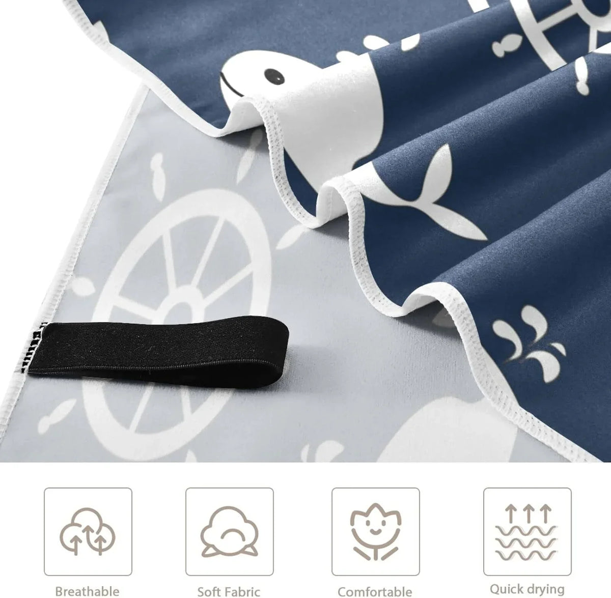 Holiday Camping - for Anchor Travel Swimming Compact Absorbent Bestwell Towel Oversized Beach Towel Lightweight Cartoon Towels - Whale Quick Super Retro Dry （429）