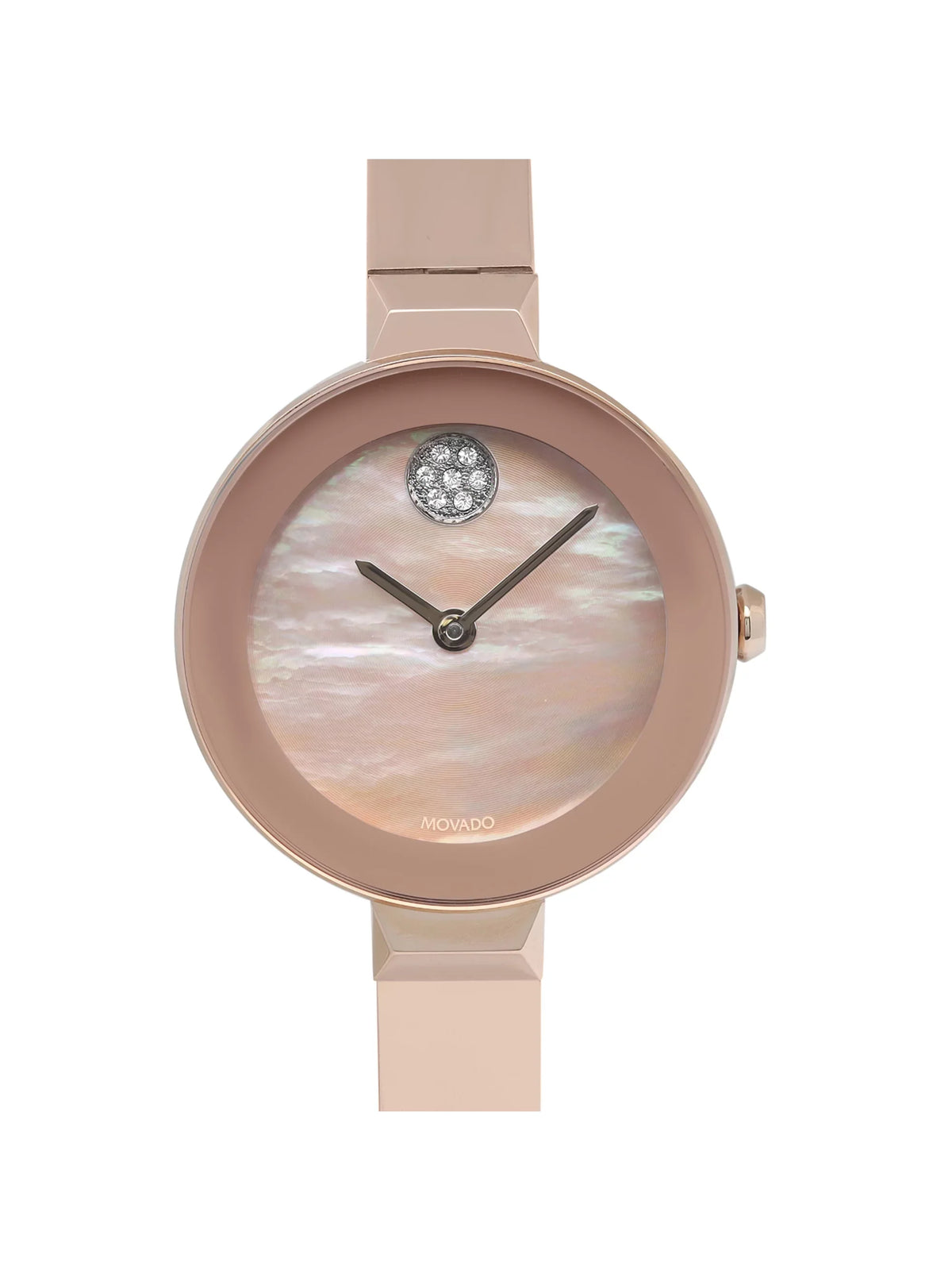 Bold Dial 28mm Rose Ladies Watch Gold Tone Movado Quartz Steel MOP 3600628