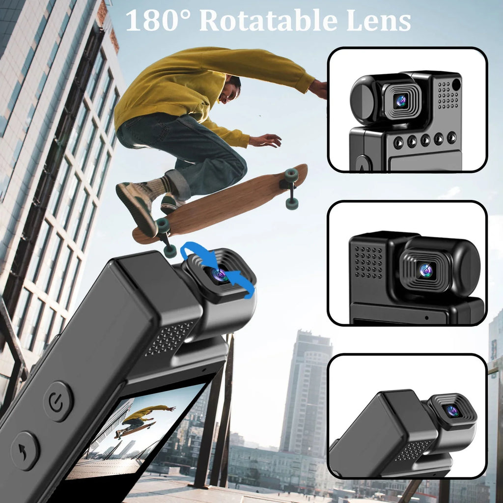 Life, with Vision 180°Lens Document Recording, Rotatable, Camera Day Video and WiFi, Screen, Audio Battery Hour Your 6 Night GoolRC TFT Body 1.3in