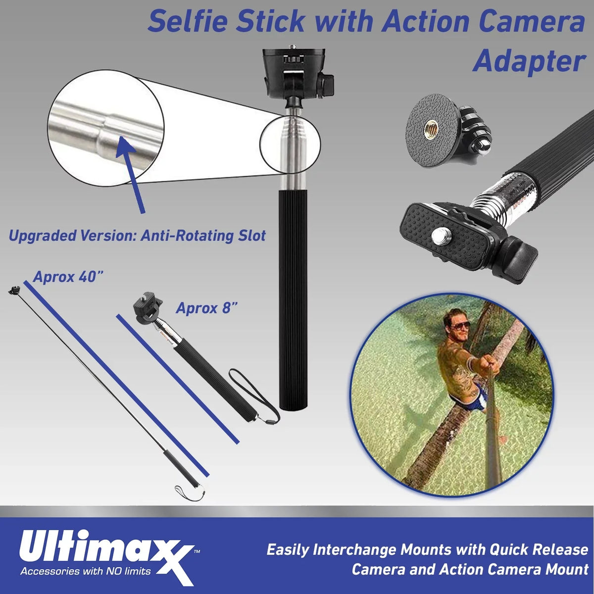 Ultimaxx & Mini GO Cam 3 (64GB) Adapter Metal Action (25pc More Camera Action 1/4” Dolly Screw for Insta360 Advanced Mounts, Bundle) Bundle Includes: -
