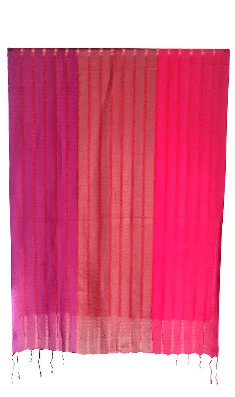 '- Thick Pink/Purple Silk Vegan Tricolor Shawl Striped