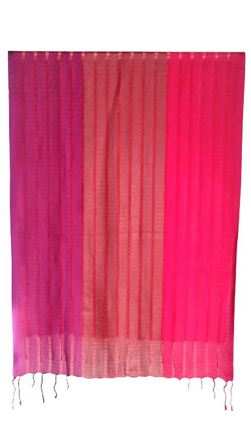 '- Thick Pink/Purple Silk Vegan Tricolor Shawl Striped