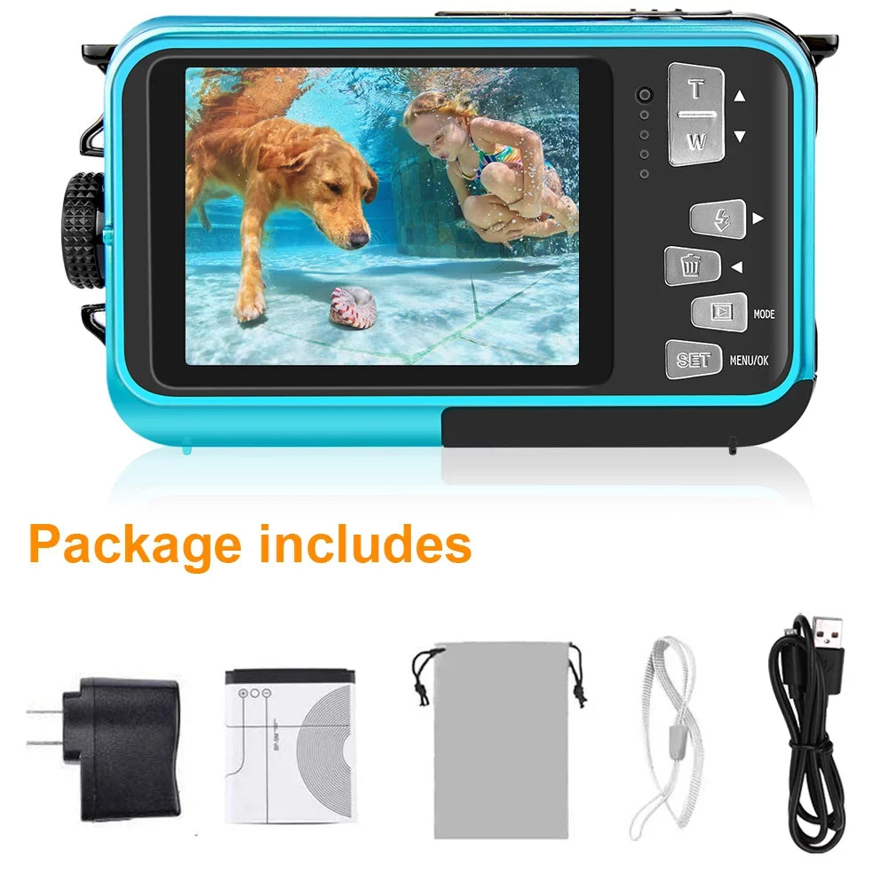 Waterproof Selfie Recorder 30 MP Cameras Digital 16X HD Screens Youtube Camera Snorkeling Full Video SEREE Zoom for for Dual Underwater 1080P Camera