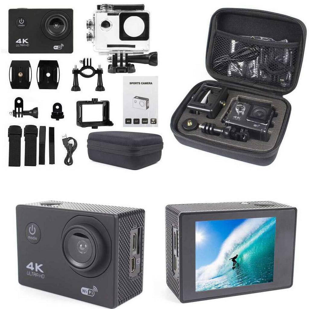 Waterproof, Under Camera HD Camera Included Carry TF 30M Battery, Action Sports 1080P Case Card,