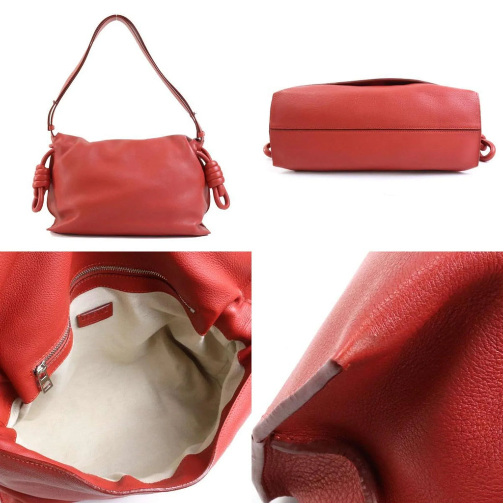 Orange (Good) Bag Pre-Owned Leather Shoulder Red Women's LOEWE