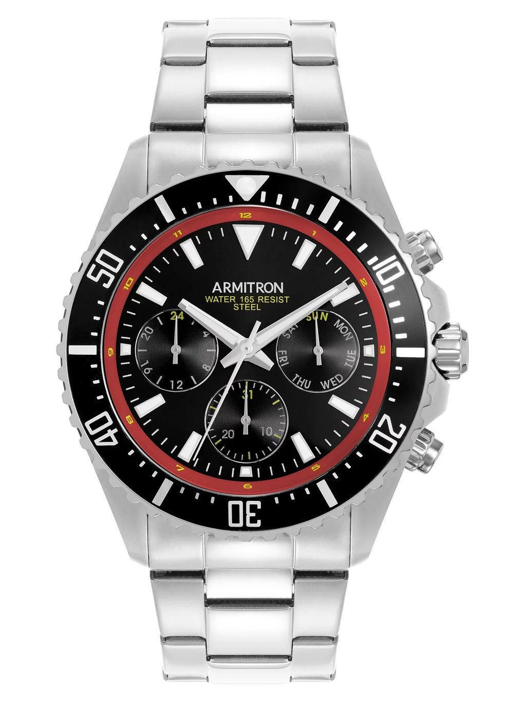 Dial With Red Men's Black And Armitron Watch Round