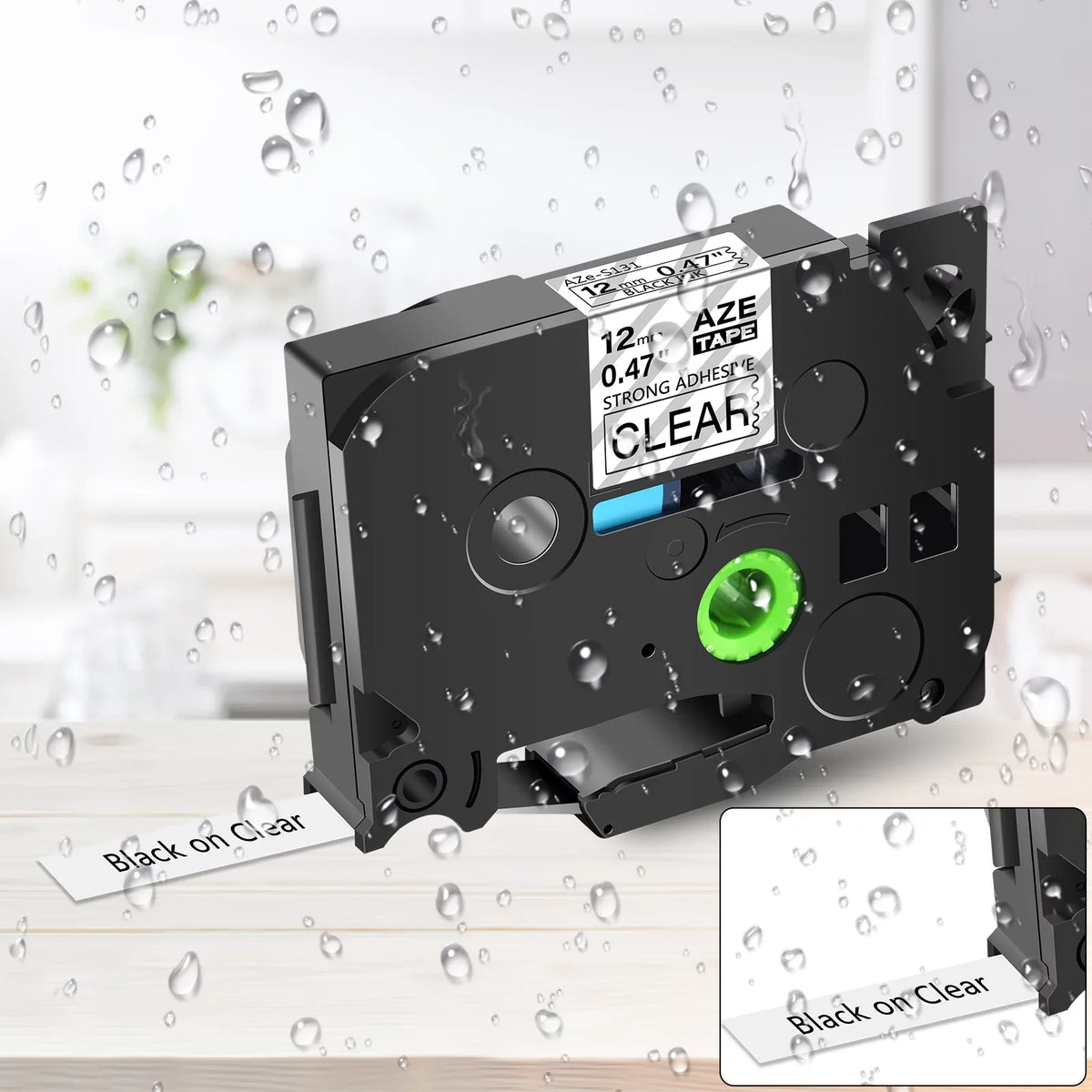 TZe-131 Clear 12mm Black Laminated Strength 100PK GREENCYCLE P-touch TZe TZe-S131 on Compatible TZ-131 Extra Brother TZ Tape TZ-S131 Label for