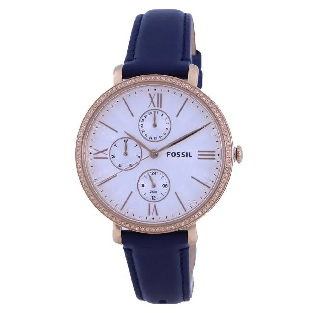 Dial Watch ES5096 Crystal Jacqueline Fossil Silver Ladies Quartz Multi-Function