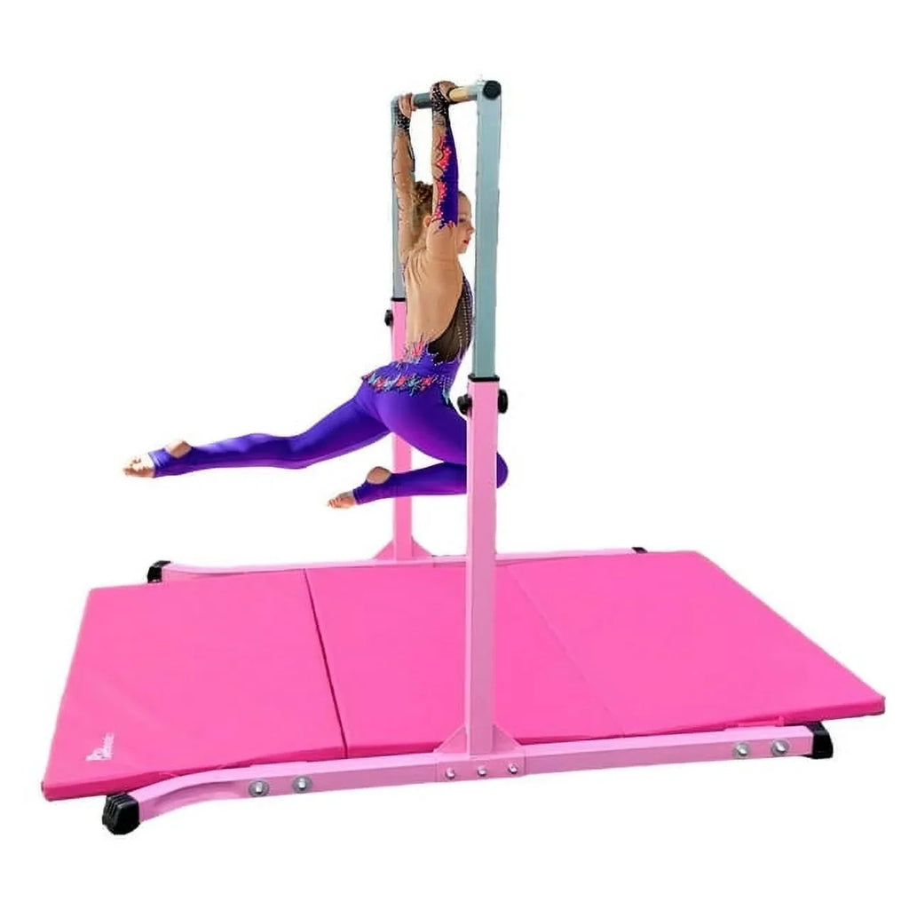 5-Star Heavy-Duty, Kids Gym Equipment 3-5FT, Training, TD Legs, Curved Adjustable Bar, Kip Pink Junior Home Gymnastic