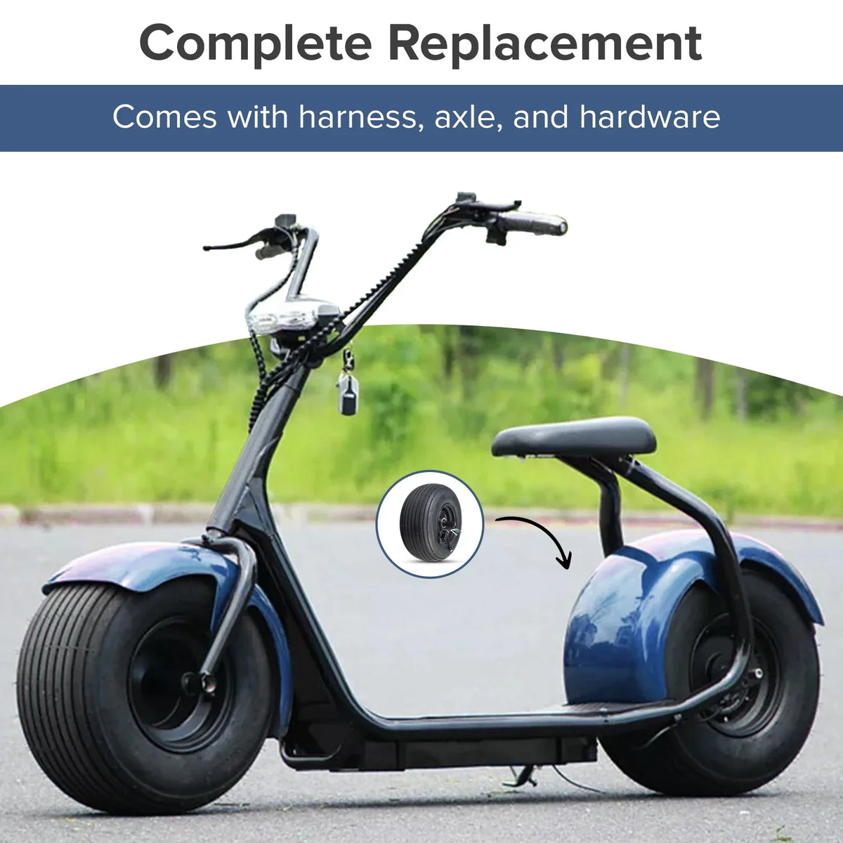 Volt Tire Scooters Watt 18x9.50-8 Fat & for Assembly Hub Motor 60 1500 Wheel AlveyTech