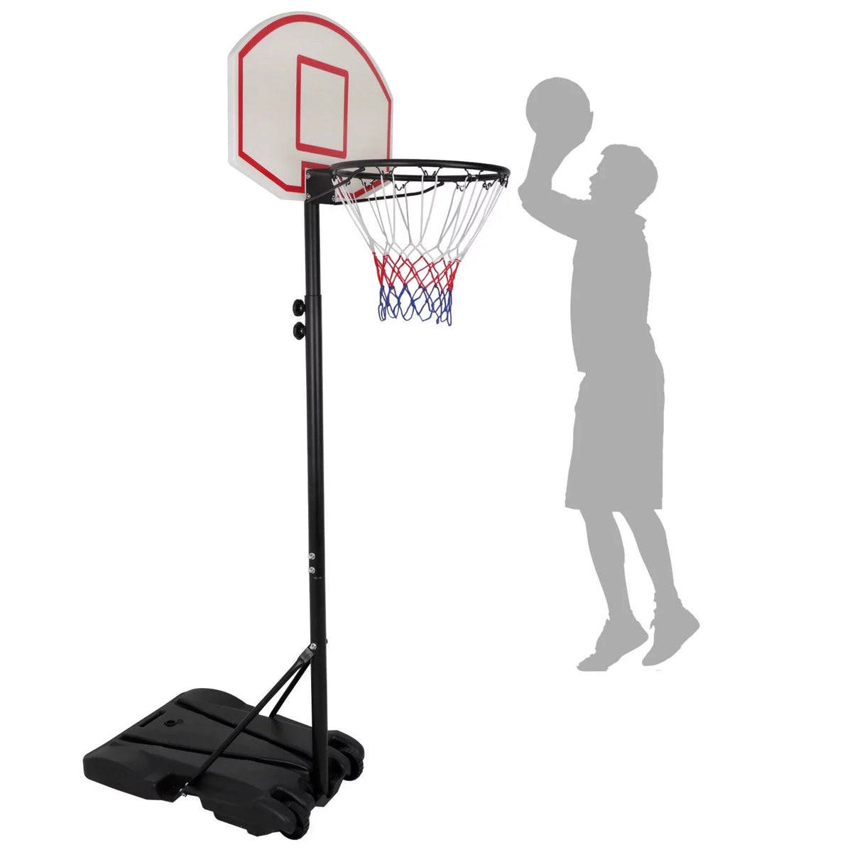 Height ZENY Basketball Stand Wheels 4 Hoop -7 Basketball FT W/ Portable Black Adjustable