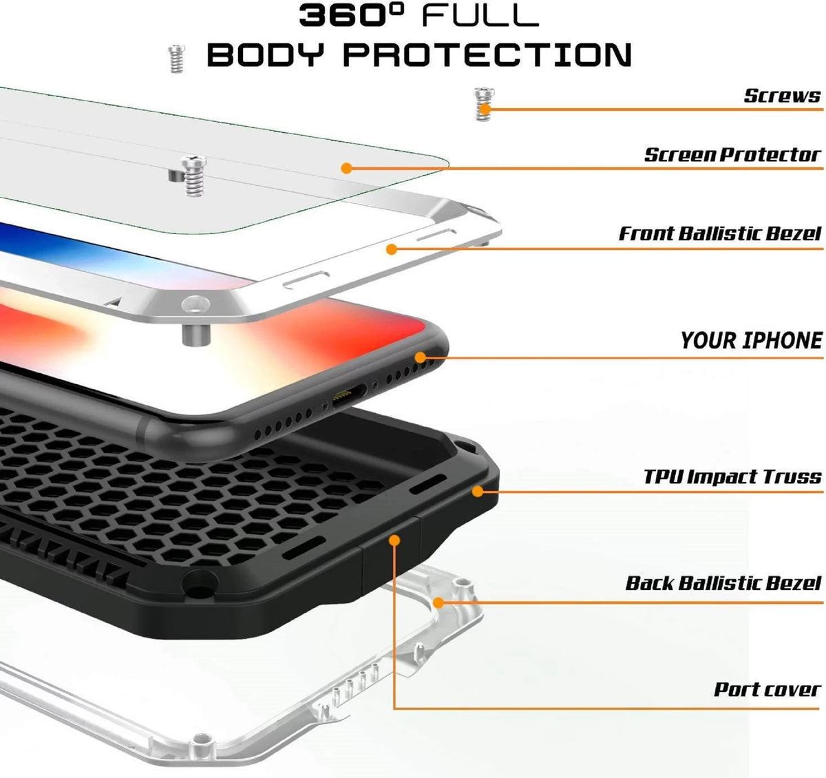 Shockproof (Gold) Travel exterior Plus Protection, Gorilla Glass Military Case Duty Grade Resistant and Scratch 6s Rugged iPhone Metal Aluminum Heavy