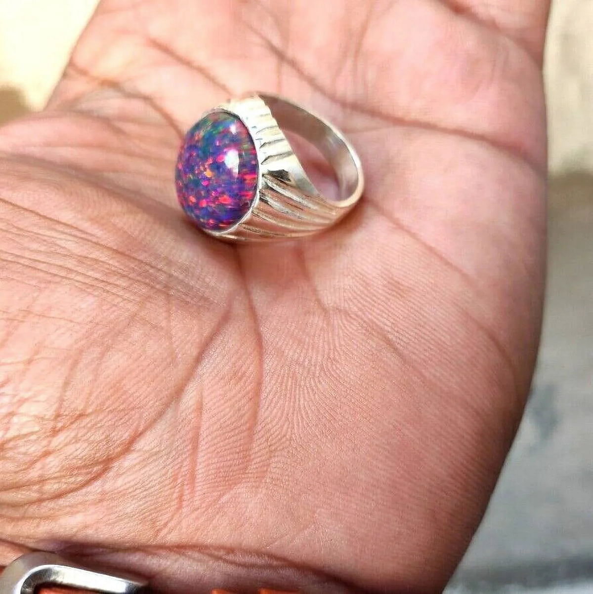 Opal Item Australian Birthstone Natural Welo October Gifted Lover Cabochon Gift Her Fire Certified Ring, Engagement Ring, Opal Ring, for